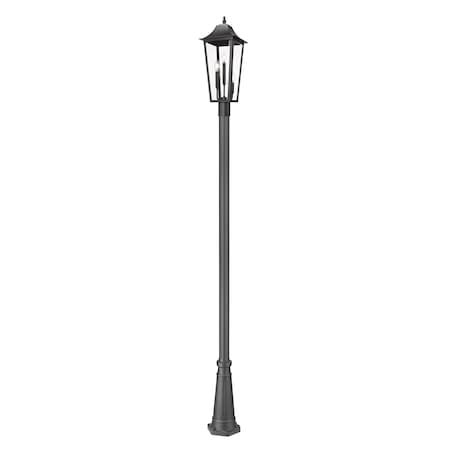 Z-Lite Gannon 3 Light Outdoor Post Mounted Fixture, 10in. W x 120.75in. H, Black 5008PHBR-519P-BK